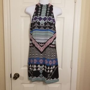 Express Aztec Print High-Neck Racerback Mini Dress